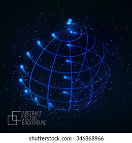Abstract vector background with globe shaped net for your design.