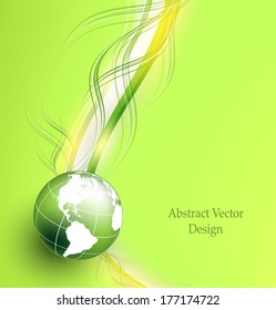 abstract vector background with globe and wavy lines. Eps10