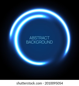 Abstract vector background with glowing blue circle. Round shining banner.