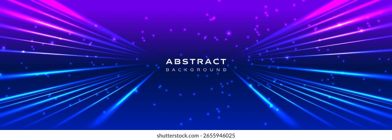 Fondo de Vector Abstractas con rayos de luz azul y púrpura brillantes que irradian desde el centro, perfecto para usar como Anuncio, portada, encabezado de Sitio web o fondo de presentación en un estilo futurista.