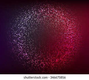Abstract vector background. Glowing circular mosaic of circles on the purple-red background