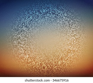 Abstract vector background. Glowing circular mosaic of circles on the colorful background