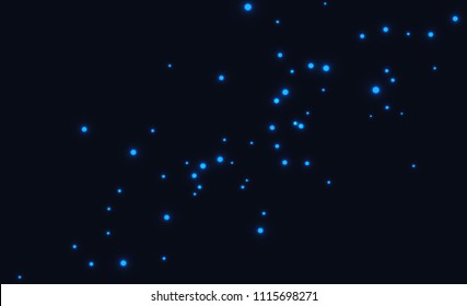 Abstract vector background. Glowing fireflies in the night. Enigmatic and mysterious illustration with beautiful blue lights in the night.