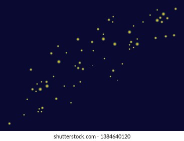 Abstract vector background. Glowing fireflies in the night. Enigmatic and mysterious illustration with beautiful yellow lights in the night.Vector illustration EPS10.