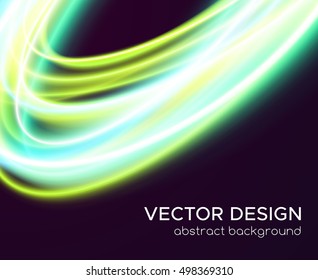 Abstract vector background with glowing light curves. Colorful banner design concept with blank space.