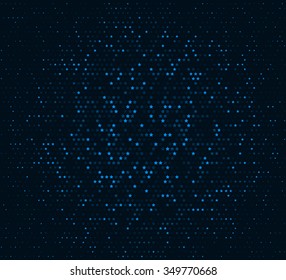 Abstract vector background. Glowing mosaic of stars on the dark blue background. Halftone effect
