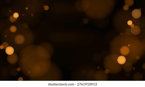 Abstract vector background with glowing orange bokeh circles on a dark backdrop, creating a warm and festive atmosphere.