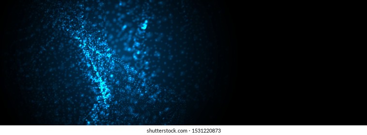 Abstract vector background. Glowing particles dynamic flow.