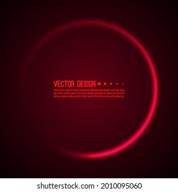 Abstract vector background with glowing red circle. Round shining banner.