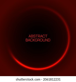 Abstract vector background with glowing red circle. Round shining banner.