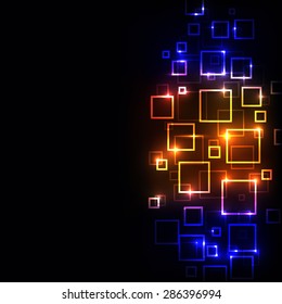abstract vector background with glowing squares