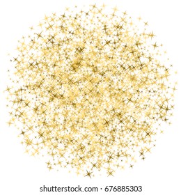 Abstract vector background with gold star elements. Glitter confetti, magic shining sparkles design. Decorative pattern on white with golden glowing stars. Astral illustration.