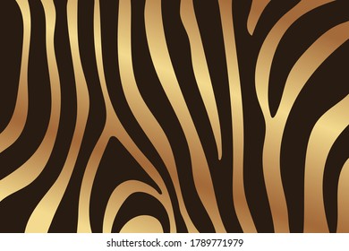 Abstract vector background with golden and black zebra's stripes.