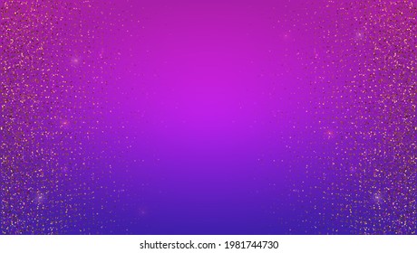 Resumen de fondo vectorial con polvo dorado brillante sobre gradiente rosa y azul.
