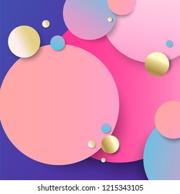 Abstract vector background with gradient and golden circles. Colourful abstract background 