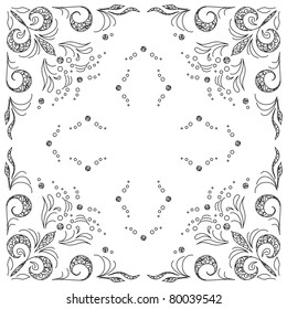 Abstract vector background with graphic outline floral pattern