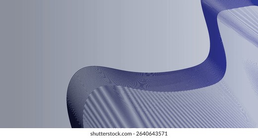 Abstract vector background with gray and dark blue wavy lines.