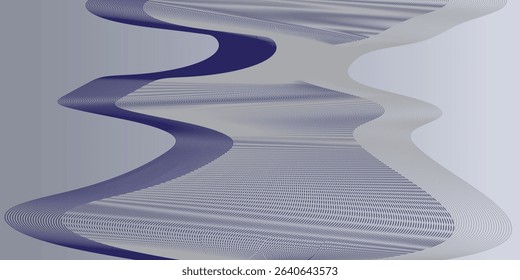 Abstract vector background with gray and dark blue wavy lines.