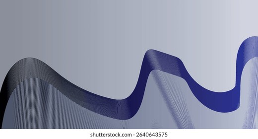 Abstract vector background with gray and dark blue wavy lines.