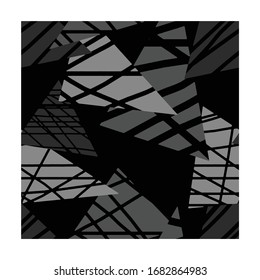 Abstract, vector background of gray geometric camouflage