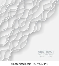 Abstract vector background from gray paper waves.
