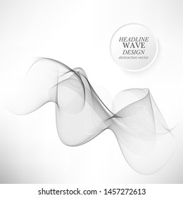 Abstract vector background, gray transparent wavy lines for brochure, website, flyer design. A wave of gray smoke. Gray wavy background.