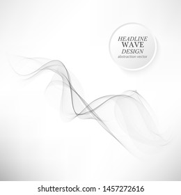 Abstract vector background, gray transparent wavy lines for brochure, website, flyer design. A wave of gray smoke. Gray wavy background.
