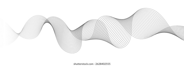 Abstract vector background with gray wavy lines. Abstract gray line wave background. Technology abstract lines on white background.EPS10