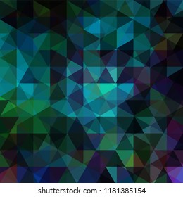 Abstract vector background with green, black, blue triangles. Dark geometric vector illustration. Creative design template.