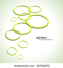 Abstract vector background with green color circles with shadows