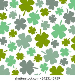 Abstract vector background of green four-leaf clover.