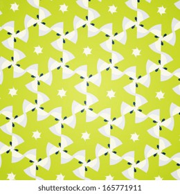 Abstract vector background with green kiwi slices. Kaleidoscope geometric pattern.  Vector illustration. Eps 10