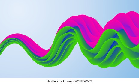 Abstract vector background green pink wave, design element