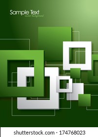 Abstract Vector Background with Green Squares. 