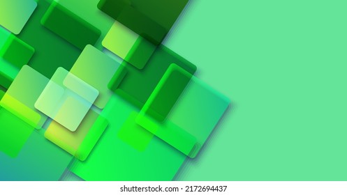 Abstract vector background of green squares. Vector banner with copy space