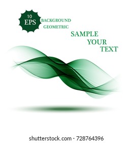Abstract vector background, green transparent wavy lines for brochure, website, flyer design. Green smoke wave. Green wavy background.