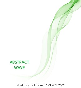 Abstract vector background,  green waved lines for brochure, website, flyer design. Transparent smooth wave.