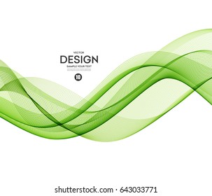 Abstract vector background, green waved lines for brochure, website, flyer design. Transparent wave. Fresh design