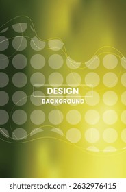 Abstract vector background with green and yellow gradients, geometric circle patterns and smooth wave lines.