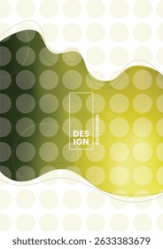 Abstract vector background with green and yellow gradients, geometric circle patterns and smooth wave lines.