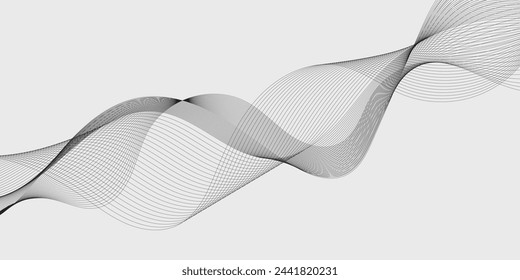 Abstract vector background with grey wavy lines
