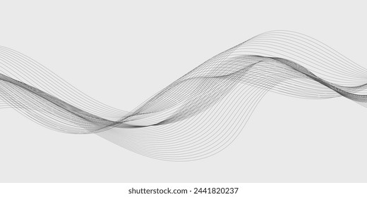 Abstract vector background with grey wavy lines
