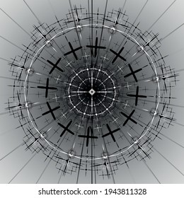 Abstract vector background. Grunge black and white circles and lines.