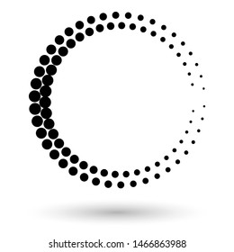 Abstrakter Vektorhintergrund mit Halbtonkreisen. Kreatives geometrisches Muster. Halbkreis-Rahmen, abstrakte Punkte Logo-Design-Element für alle Projekte. Das Symbol an den Runden Grenzen. Vektor EPS10