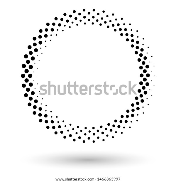 Abstract vector background with halftone dots
circle. Creative geometric pattern. Halftone circle frame, abstract
dots logo emblem design element for any projects. Round border
icon. Vector EPS10