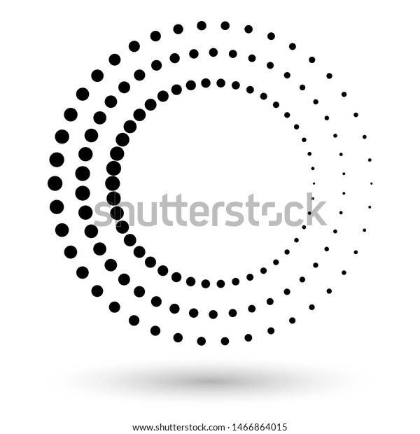 Abstract vector background with halftone dots\
circle. Creative geometric pattern. Halftone circle frame, abstract\
dots logo emblem design element for any projects. Round border\
icon. Vector EPS10