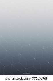 Abstract vector background of halftone geometric with wireframe pattern for background. Vector illustration.