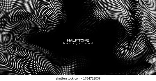 Abstract vector background. Halftone gradient gradation. Vibrant flowing texture. Smoke effect. Retro design.