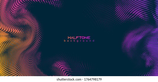 Abstract Vector Background. Halftone Gradient Gradation. Vibrant Flowing Texture. Smoke Effect. Retro Design.