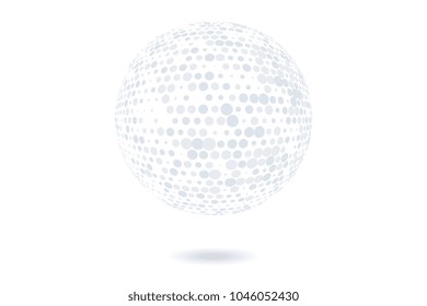 Abstract vector background. Halftone modern graphic template. Grey and white Dotted globe.